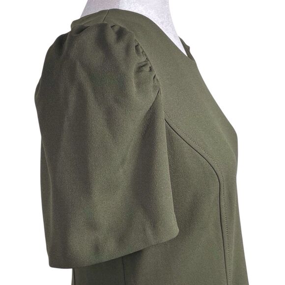 NWT Karl Lagerfeld Paris Short Puff-Sleeve Scuba Crepe Dress Size 8 Olive Green - Picture 7 of 16